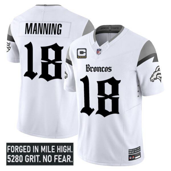 Denver Broncos Peyton Manning Gothic Mile High Shadows Edition Vapor Limited Jersey - All Stitched - White