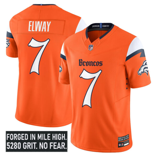 Denver Broncos John Elway Gothic Mile High Shadows Edition Vapor Limited Jersey - All Stitched - Orange