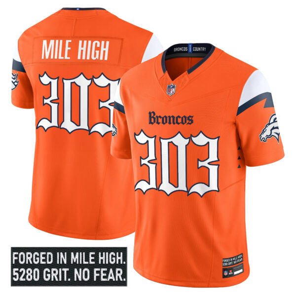 Denver Broncos Mile High 303 Gothic Mile High Shadows Edition Vapor Limited Jersey - All Stitched - Orange