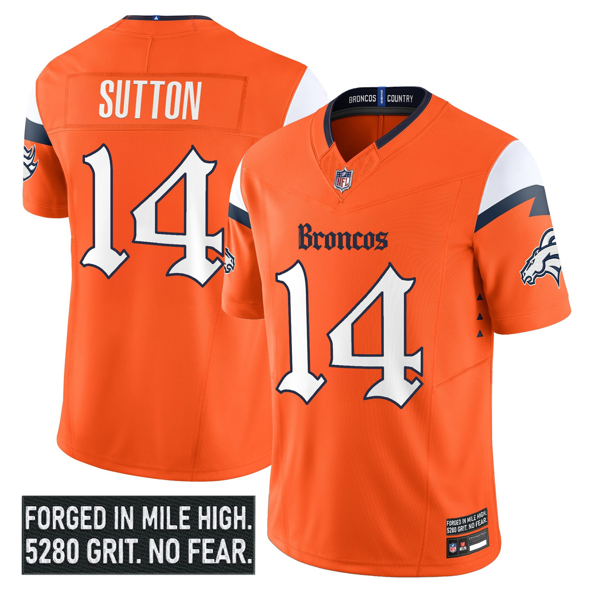 Denver Broncos Courtland Sutton Gothic Mile High Shadows Edition Vapor Limited Jersey - All Stitched - Orange