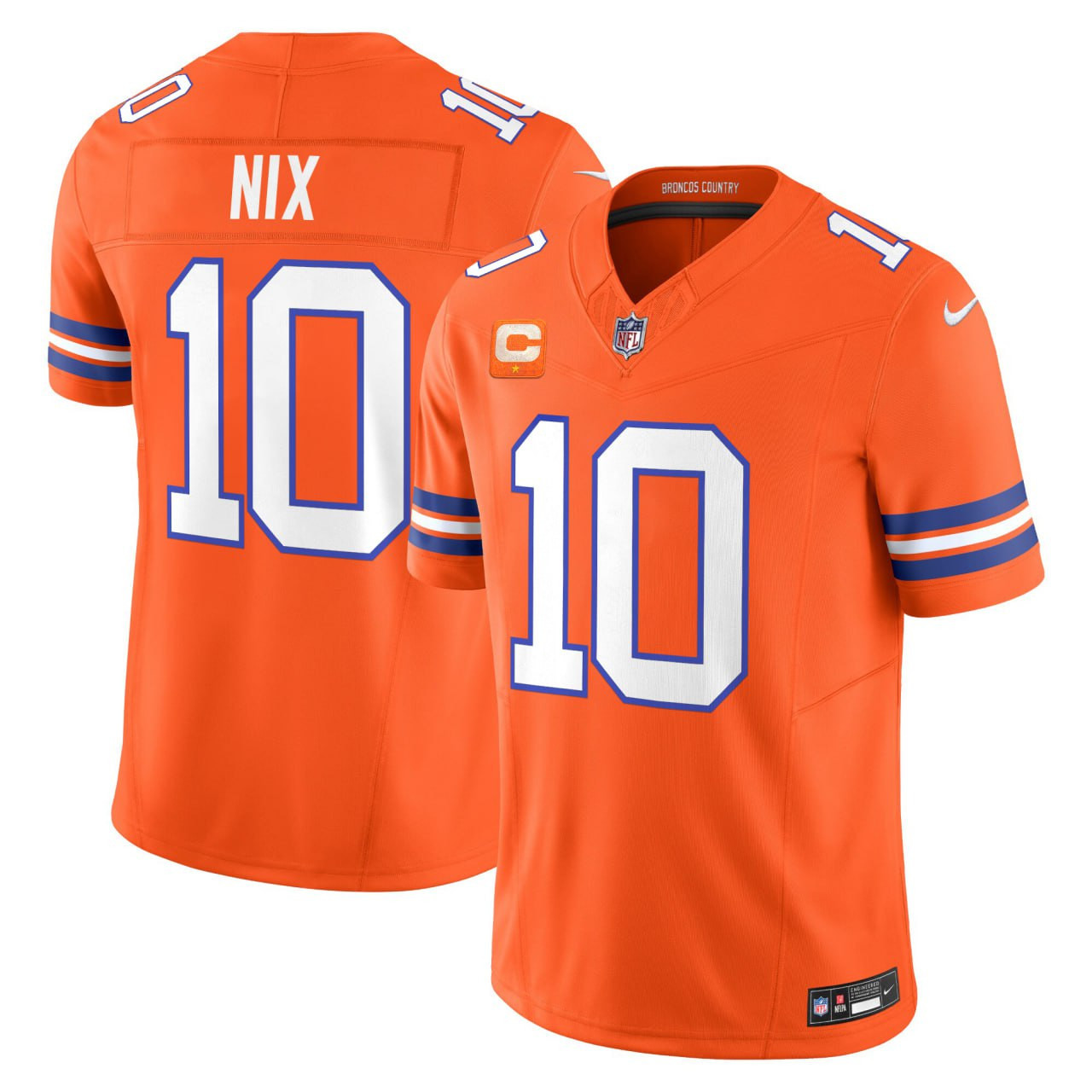 Denver Broncos Bo Nix 1977 Throwback Vapor Limited Jersey - All Stitched - Orange