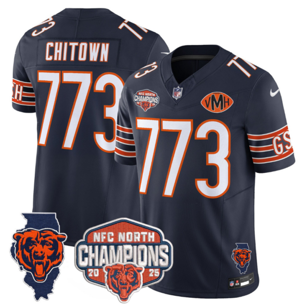 Chicago Bears ChiTown 773 2025 NFC North Champions Patch Vapor Limited Jersey - All Stitched - Navy