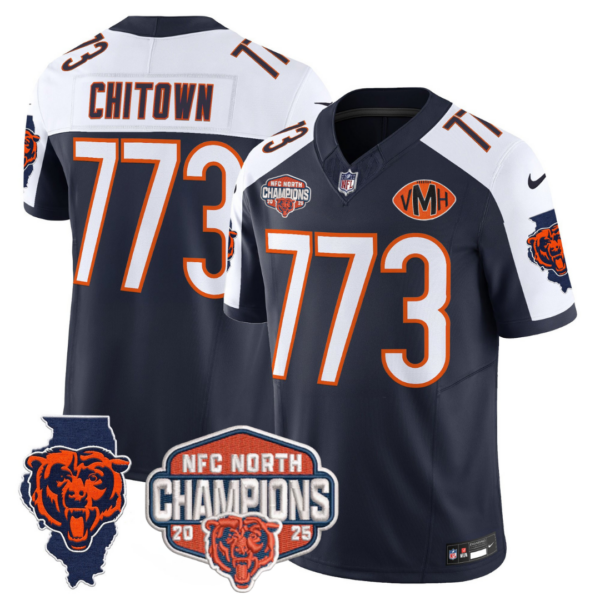 Chicago Bears ChiTown 773 2025 NFC North Champions Patch Vapor Limited Jersey - All Stitched - Navy Alternate