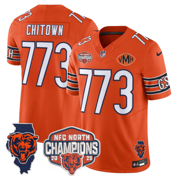 Chicago Bears ChiTown 773 2025 NFC North Champions Patch Vapor Limited Jersey - All Stitched - Orange