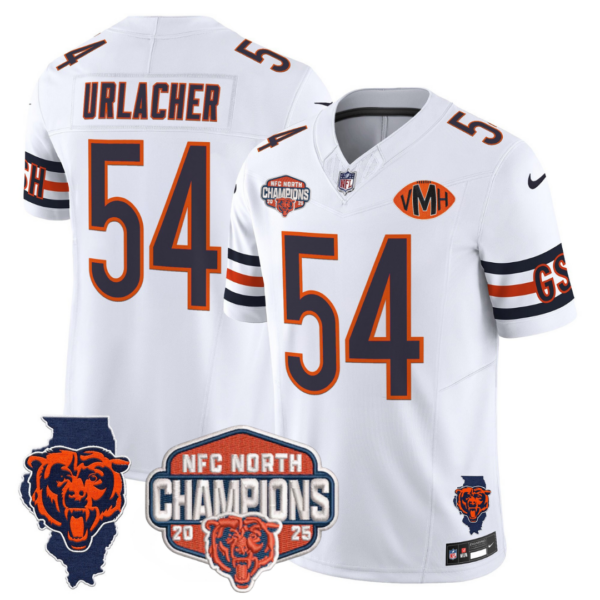 Chicago Bears Brian Urlacher 2025 NFC North Champions Patch Vapor Limited Jersey - All Stitched - White