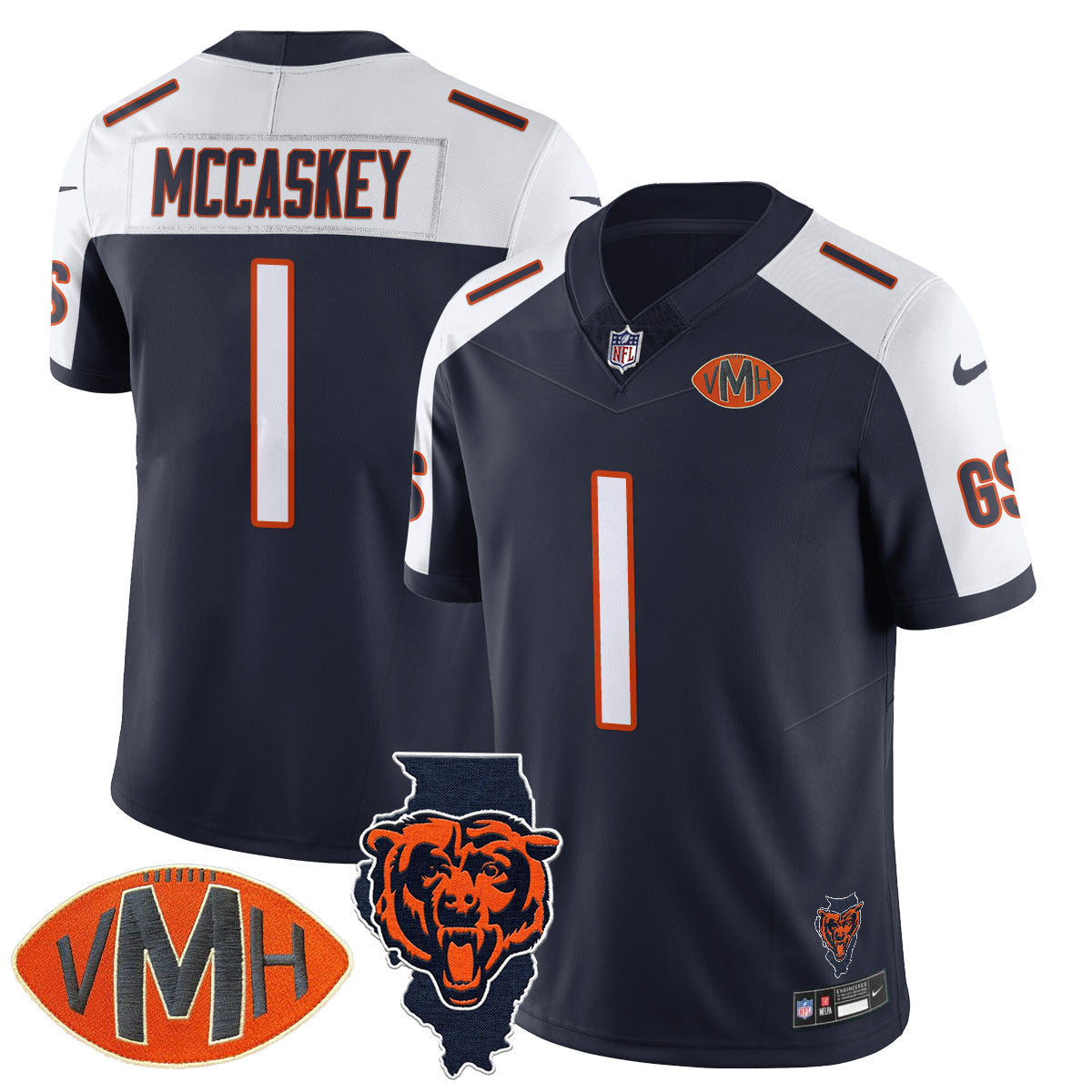 Chicago Bears McCaskey #1 Honor Virginia Halas McCaskey Jersey - All Stitched - Navy Alternate