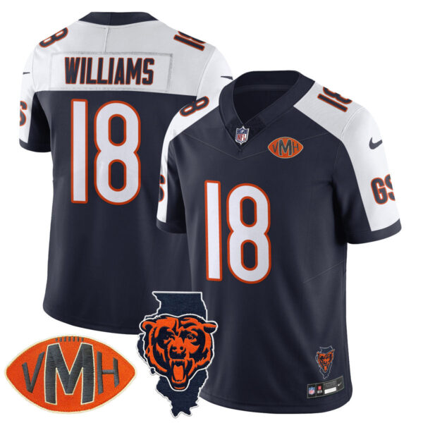 Chicago Bears Caleb Williams Honor Virginia Halas McCaskey Jersey - All Stitched - Navy Alternate