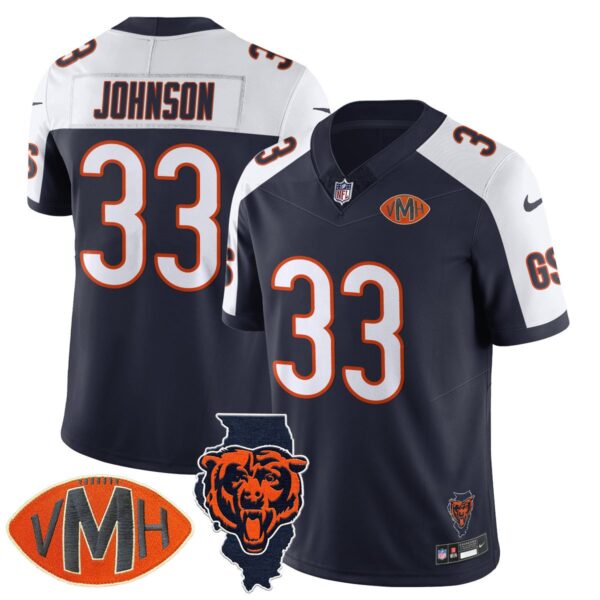 Chicago Bears Jaylon Johnson Honor Virginia Halas McCaskey Jersey - All Stitched - Navy Alternate