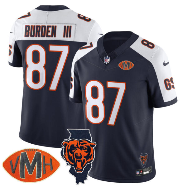 Chicago Bears Luther Burden III Honor Virginia Halas McCaskey Jersey - All Stitched - Navy Alternate