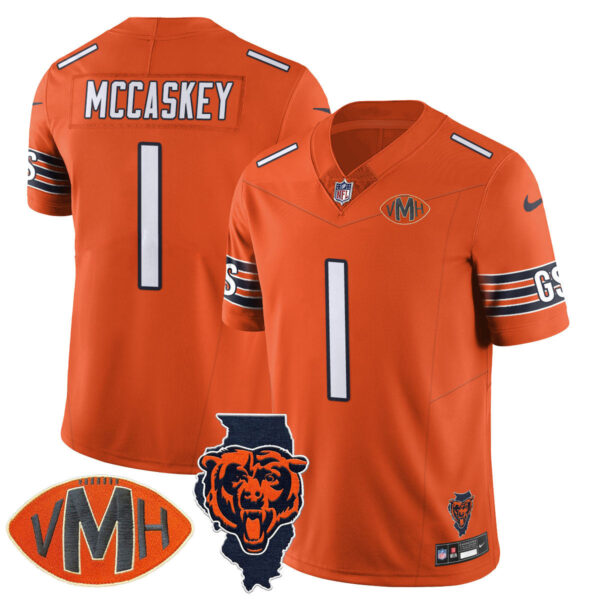 Chicago Bears McCaskey #1 Honor Virginia Halas McCaskey Jersey - All Stitched - Orange