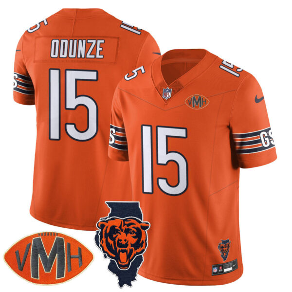 Chicago Bears Rome Odunze Honor Virginia Halas McCaskey Jersey - All Stitched - Orange
