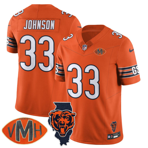 Chicago Bears Jaylon Johnson Honor Virginia Halas McCaskey Jersey - All Stitched - Orange