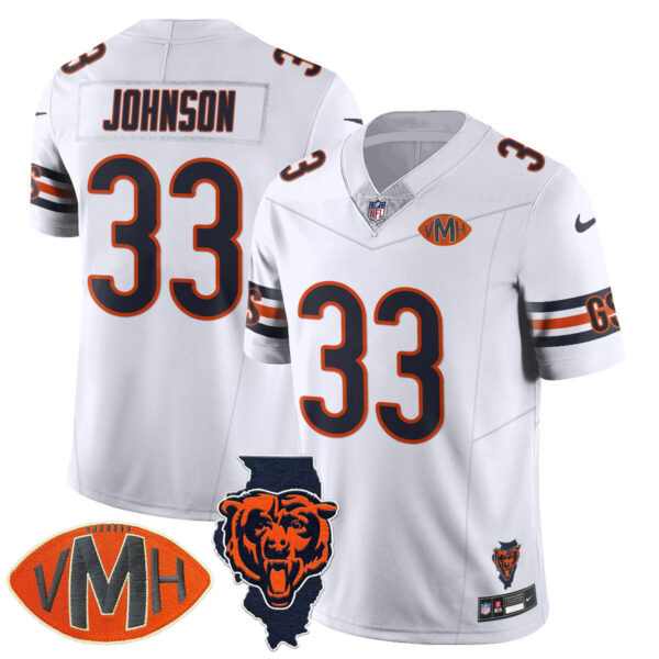 Chicago Bears Jaylon Johnson Honor Virginia Halas McCaskey Jersey - All Stitched - White