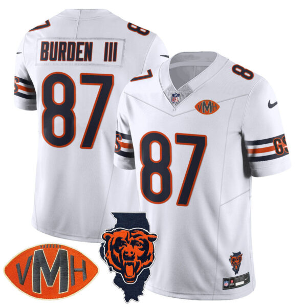 Chicago Bears Luther Burden III Honor Virginia Halas McCaskey Jersey - All Stitched - White
