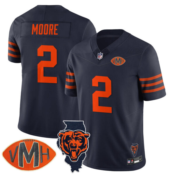 Chicago Bears DJ Moore Honor Virginia Halas McCaskey Jersey - All Stitched - Throwback