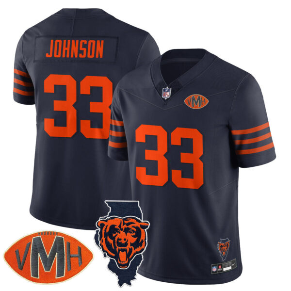 Chicago Bears Jaylon Johnson Honor Virginia Halas McCaskey Jersey - All Stitched - Throwback
