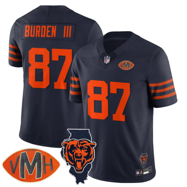Chicago Bears Luther Burden III Honor Virginia Halas McCaskey Jersey - All Stitched - Throwback
