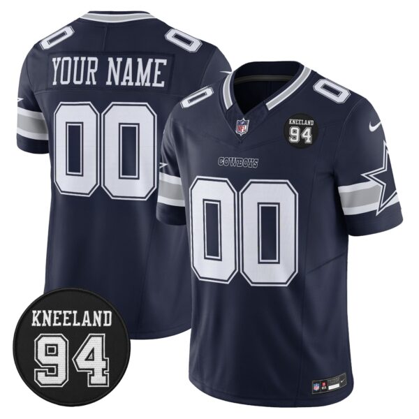 Dallas Cowboys #94 Marshawn Kneeland Memorial Patch Vapor Limited Custom Jersey - All Stitched - Navy