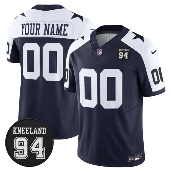 Dallas Cowboys #94 Marshawn Kneeland Memorial Patch Vapor Limited Custom Jersey - All Stitched - Alternate