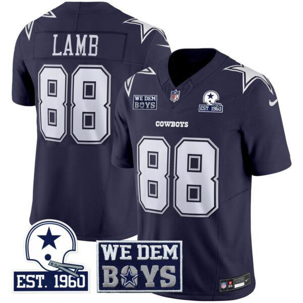 Dallas Cowboys CeeDee Lamb 'We Dem Boyz' Patch Vapor Limited Jersey - All Stitched - Navy