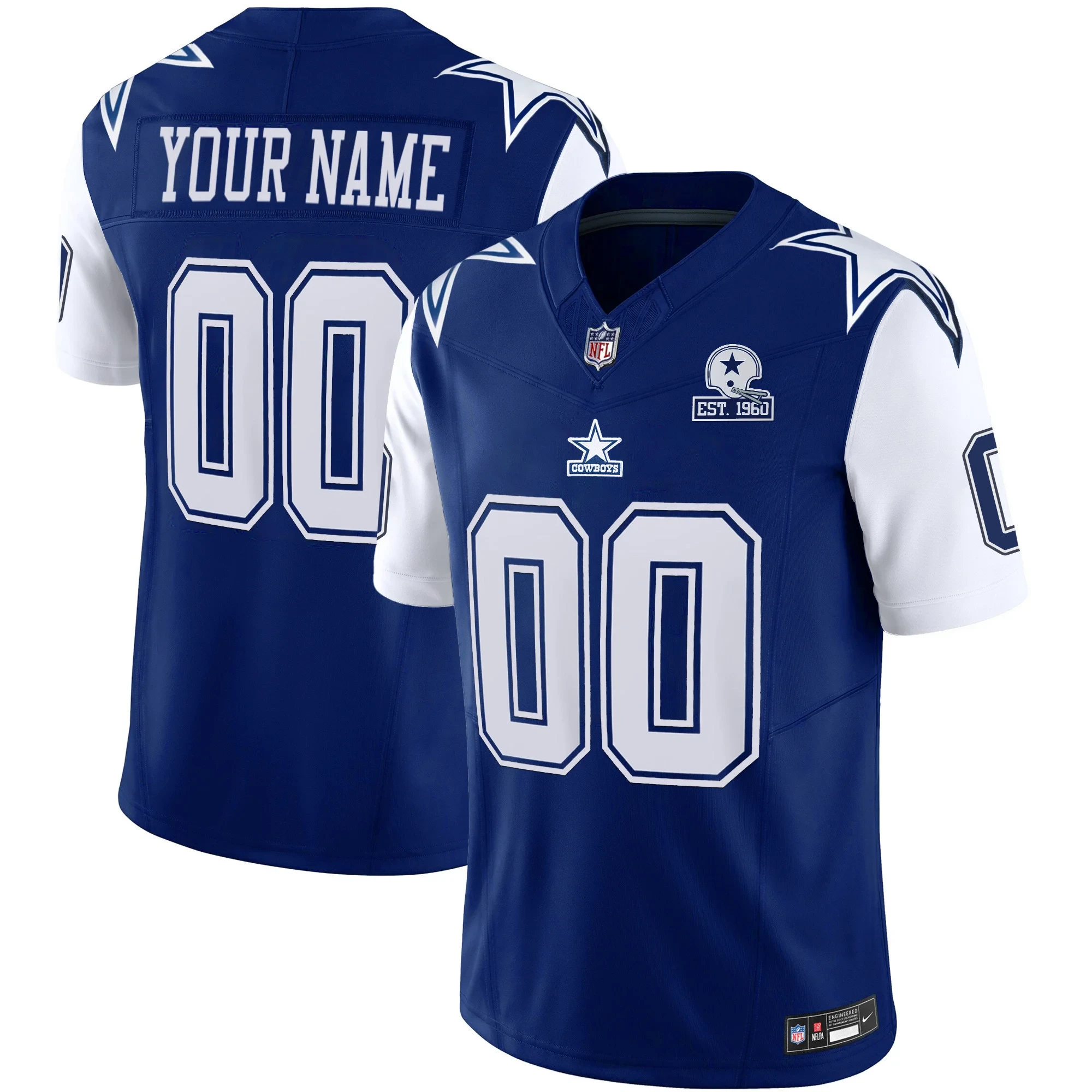 Dallas Cowboys Throwback Vapor Limited Custom Jersey - All Stitched