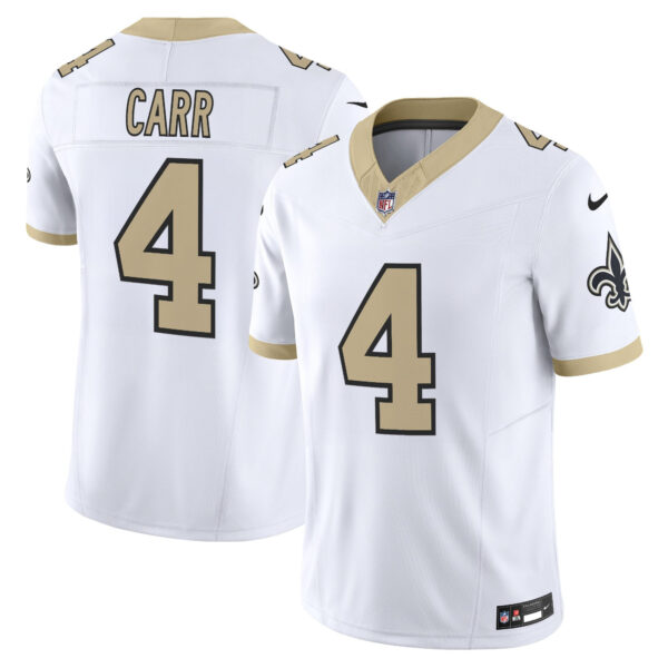 New Orleans Saints Derek Carr 'Gameday Golds Edition' Vapor Jersey - All Stitched - White