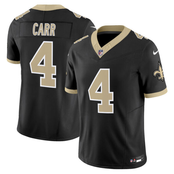 New Orleans Saints Derek Carr 'Gameday Golds Edition' Vapor Jersey - All Stitched - Black