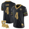 New Orleans Saints Derek Carr Mardi Gras Vapor Limited Custom Jersey - All Stitched - Black
