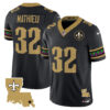 New Orleans Saints Tyrann Mathieu Mardi Gras Vapor Limited Custom Jersey - All Stitched - Black