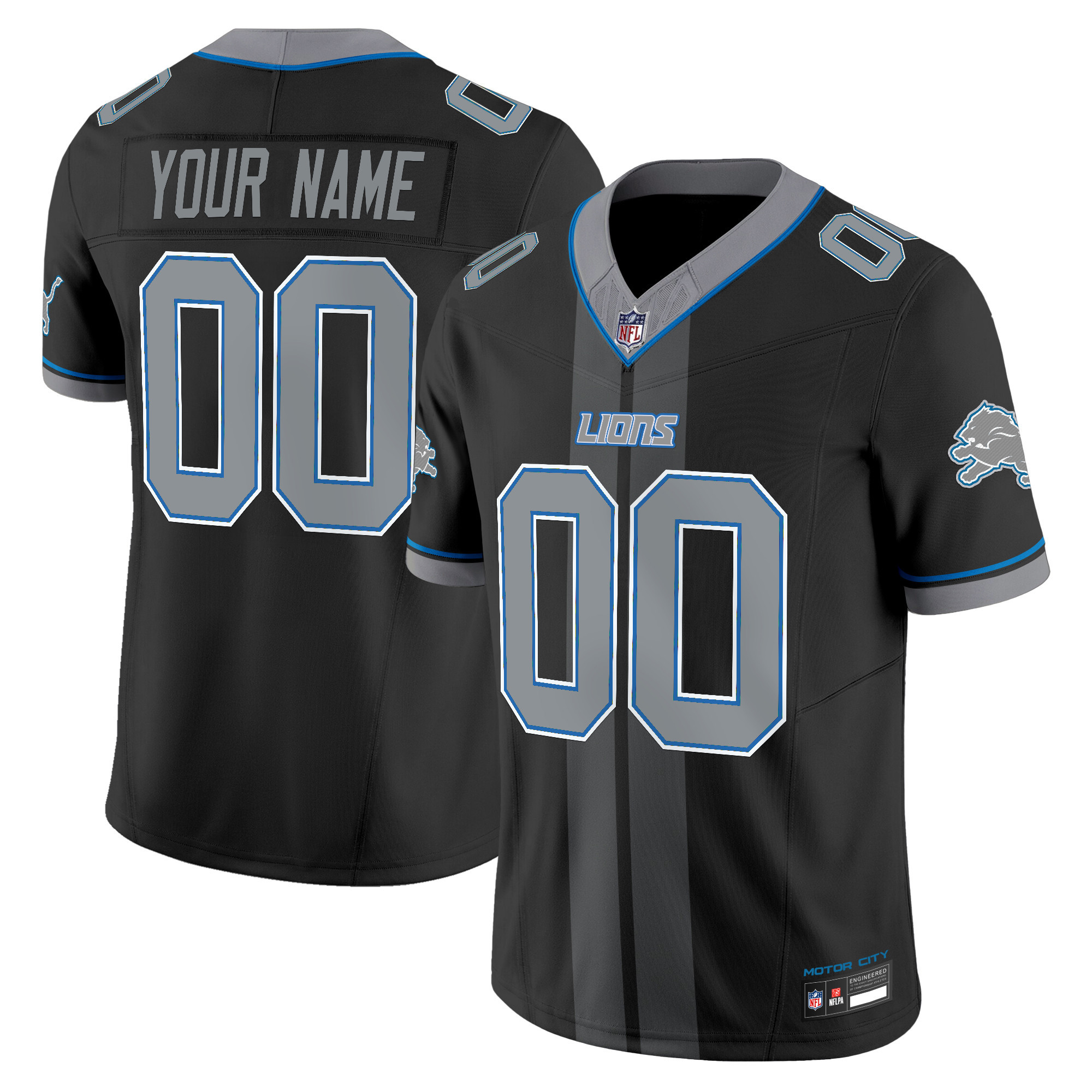 Detroit Lions 'Motor City Racing Edition' Vapor Limited Custom Jersey - All Stitched - Black