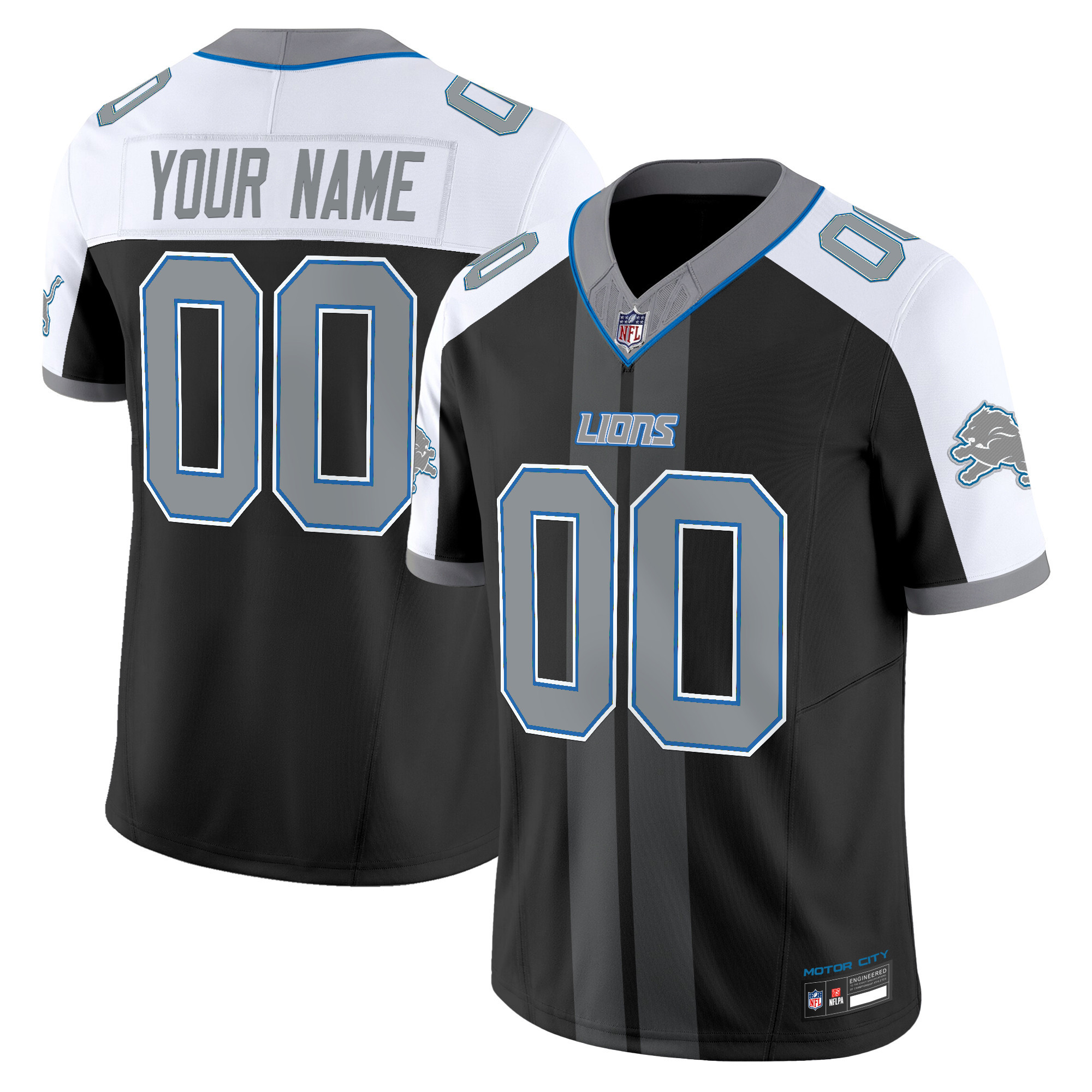 Detroit Lions 'Motor City Racing Edition' Vapor Limited Custom Jersey - All Stitched - Black Alternate