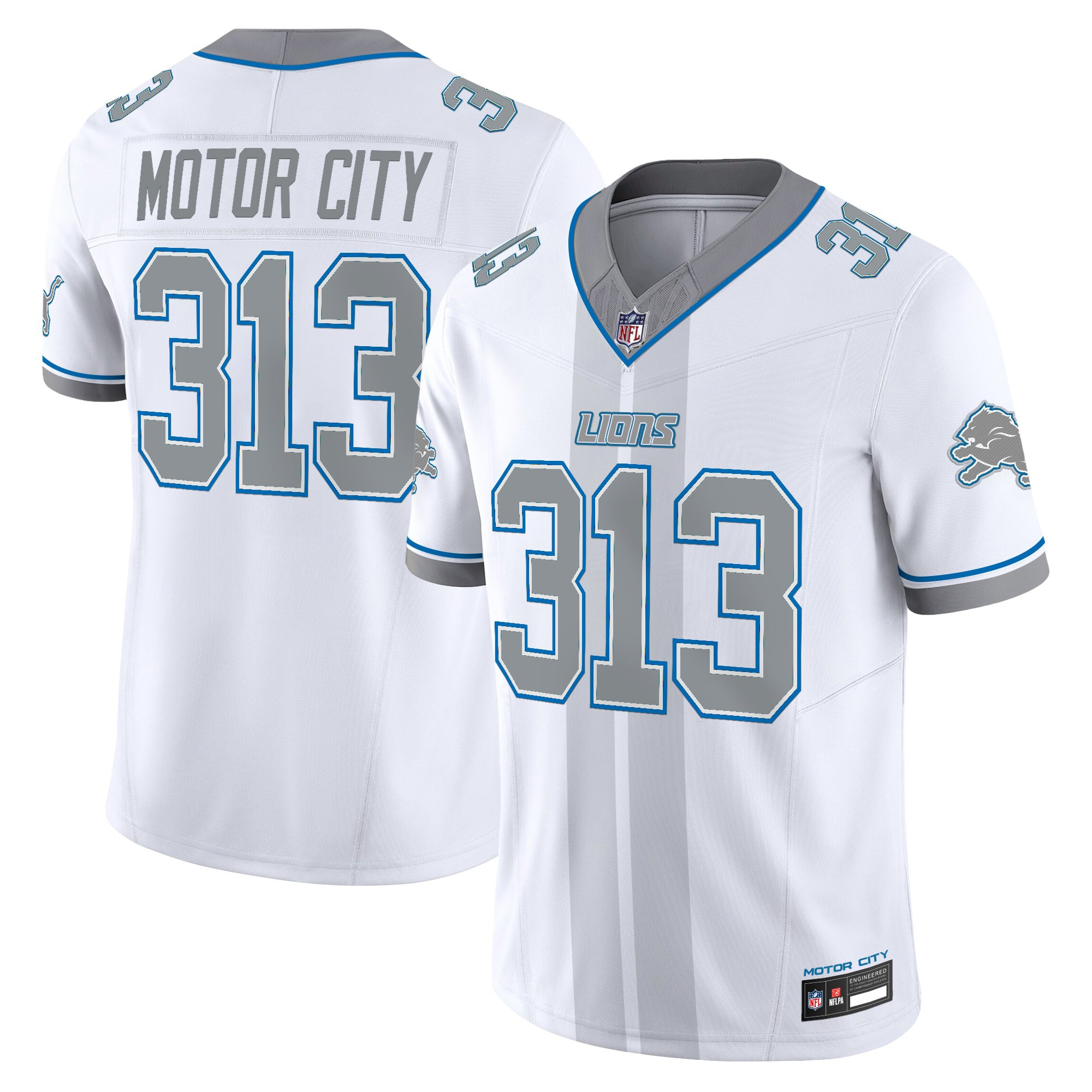 Detroit Lions Motor City 313 Motor City Racing Edition Vapor Limited Jersey - All Stitched - White