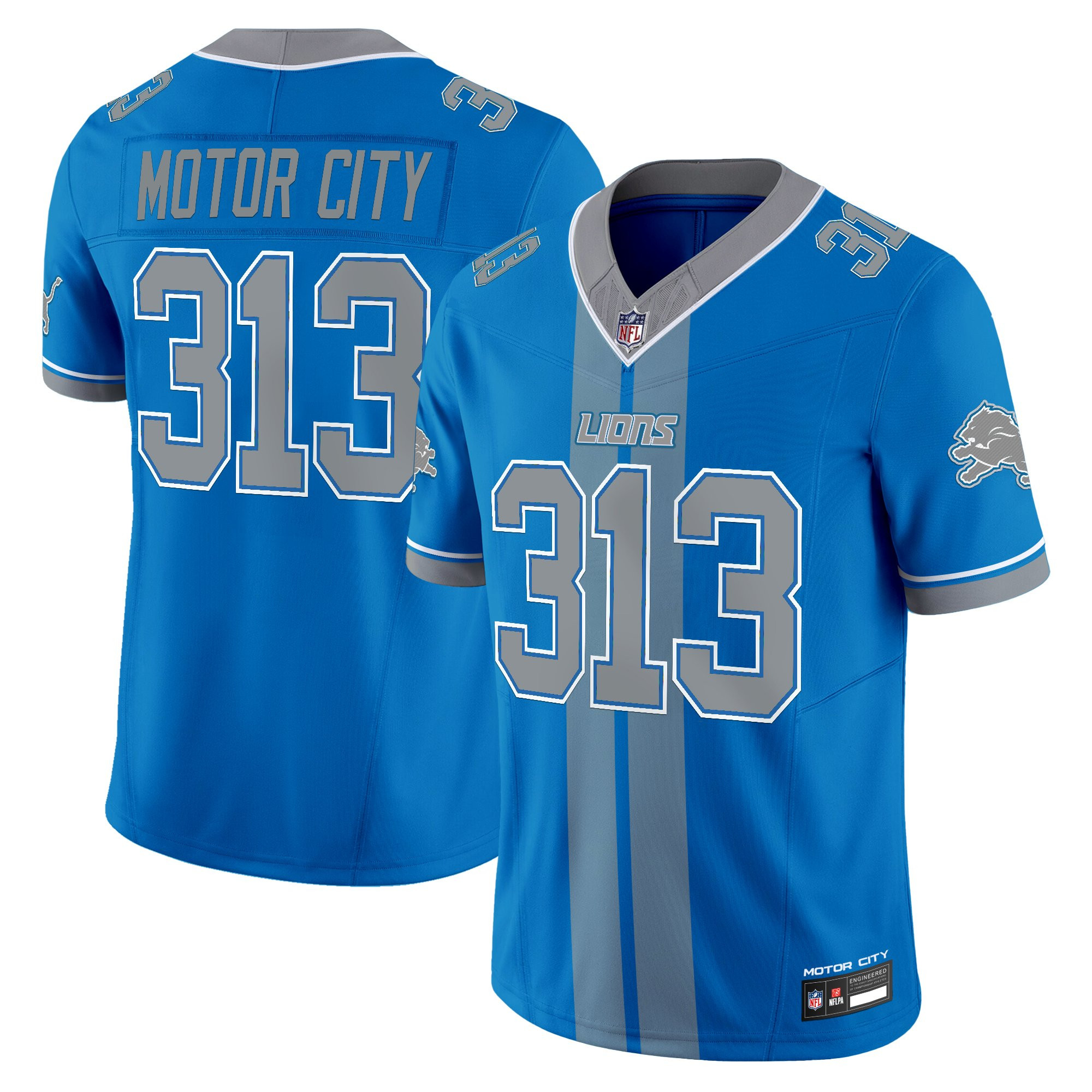 Detroit Lions Motor City 313 Motor City Racing Edition Vapor Limited Jersey - All Stitched - Blue