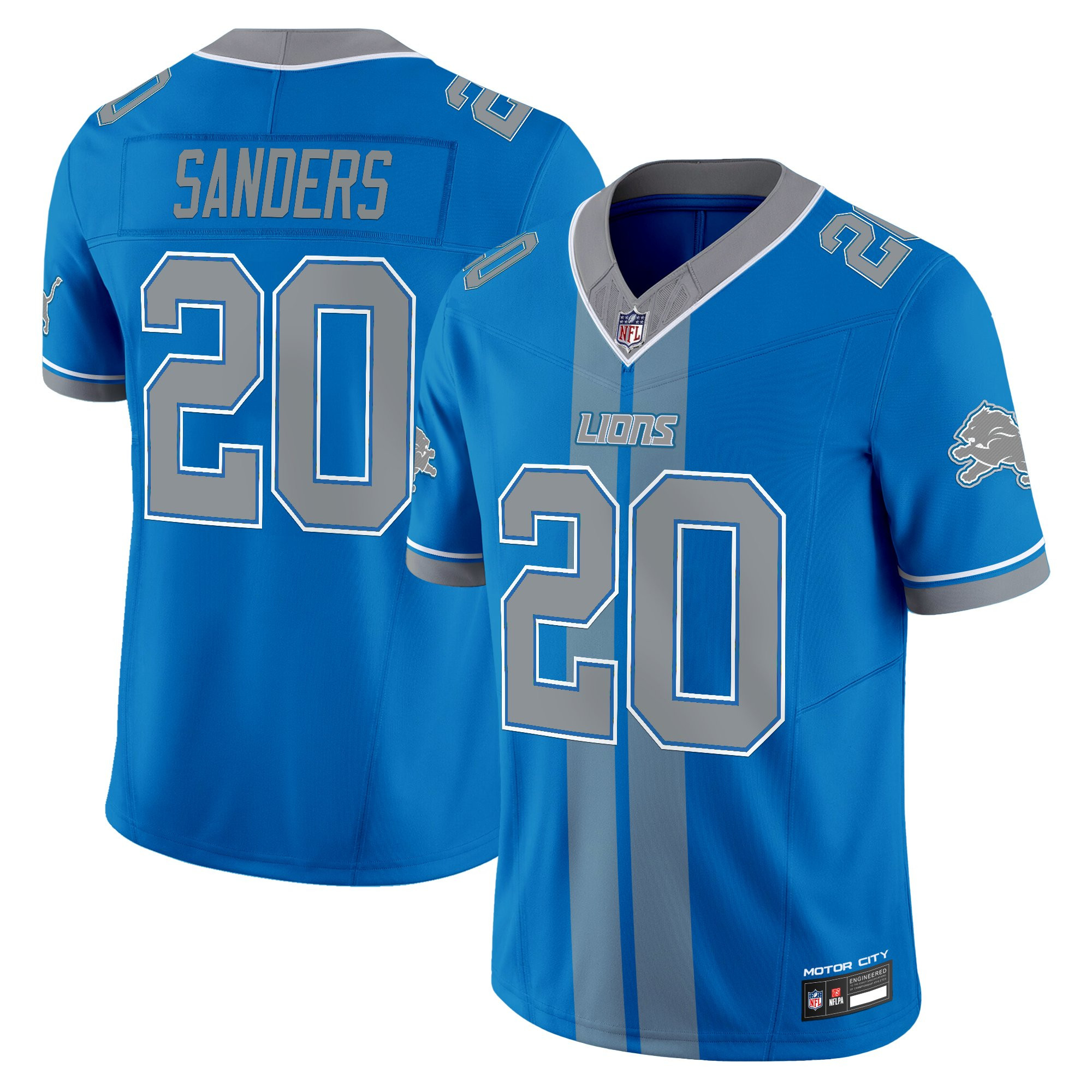 Detroit Lions Barry Sanders Motor City Racing Edition Vapor Limited Jersey - All Stitched - Blue