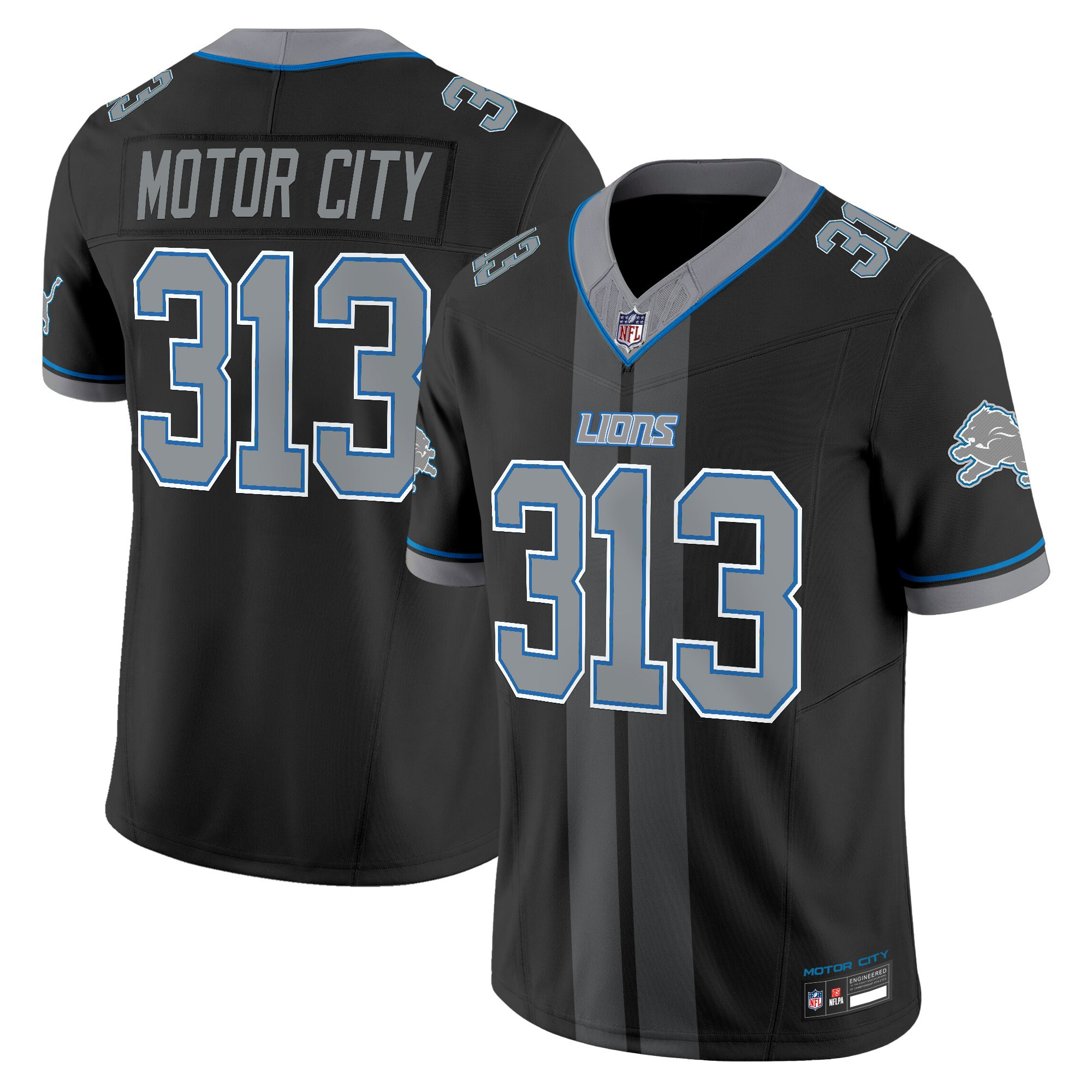Detroit Lions Motor City 313 Motor City Racing Edition Vapor Limited Jersey - All Stitched - Black