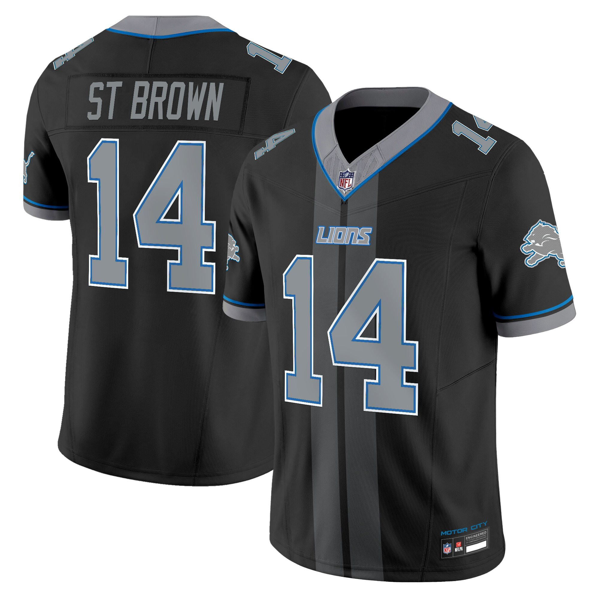 Detroit Lions St. Brown Motor City Racing Edition Vapor Limited Jersey - All Stitched - Black