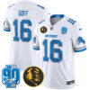 Detroit Lions Jared Goff '90th & John Madden' Patch Vapor Limited Jersey - All Stitched - White