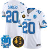 Detroit Lions Barry Sanders '90th & John Madden' Patch Vapor Limited Jersey - All Stitched - White