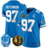 Detroit Lions Hutchinson '90th & John Madden' Patch Vapor Limited Jersey - All Stitched - Blue