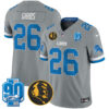 Detroit Lions Jahmyr Gibbs '90th & John Madden' Patch Vapor Limited Jersey - All Stitched - Gray