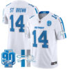 Detroit Lions St. Brown Throwback 90th Year Patch Vapor Limited Jersey - All Stitched - White