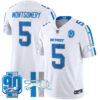 Detroit Lions David Montgomery Throwback 90th Year Patch Vapor Limited Jersey - All Stitched - White