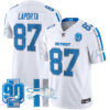 Detroit Lions Sam Laporta Throwback 90th Year Patch Vapor Limited Jersey - All Stitched - White
