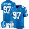 Detroit Lions Hutchinson Throwback 90th Year Patch Vapor Limited Jersey - All Stitched - Blue