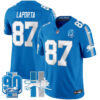 Detroit Lions Sam Laporta Throwback 90th Year Patch Vapor Limited Jersey - All Stitched - Blue