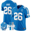 Detroit Lions Jahmyr Gibbs Throwback 90th Year Patch Vapor Limited Jersey - All Stitched - Blue