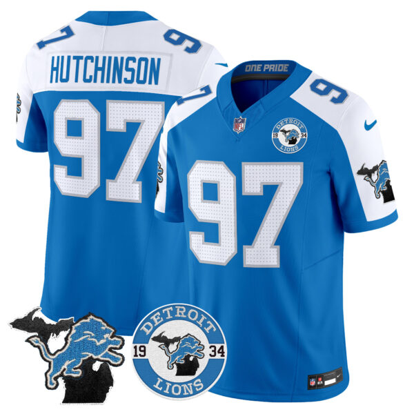 Detroit Lions Hutchinson Est. 1934 Patch Vapor Limited Jersey - All Stitched - Blue Alternate