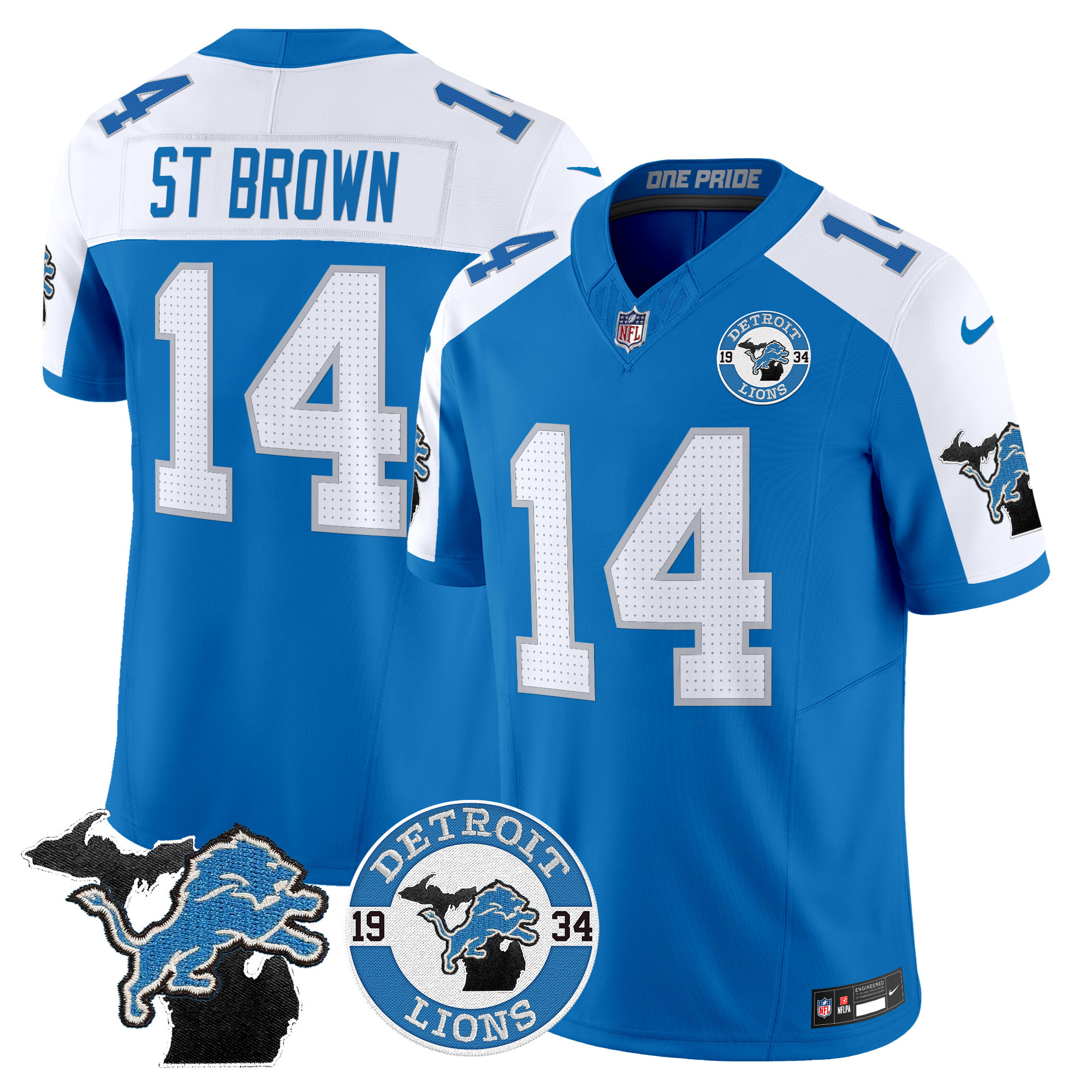 Detroit Lions St. Brown Est. 1934 Patch Vapor Limited Jersey - All Stitched - Blue Alternate
