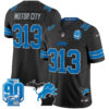 Detroit Lions Motor City 313 2025 'Michigan & 90th Year' Patch Vapor Jersey - All Stitched - Black