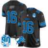 Detroit Lions Jared Goff 2025 'Michigan & 90th Year' Patch Vapor Jersey - All Stitched - Black